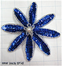 Load image into Gallery viewer, Designer Motif with Royal Blue Sequins White Pearl Center 4.25&quot;