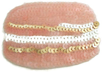 Macaroon with Pink Iridescent Sequins and gold and White Sequins 2.5