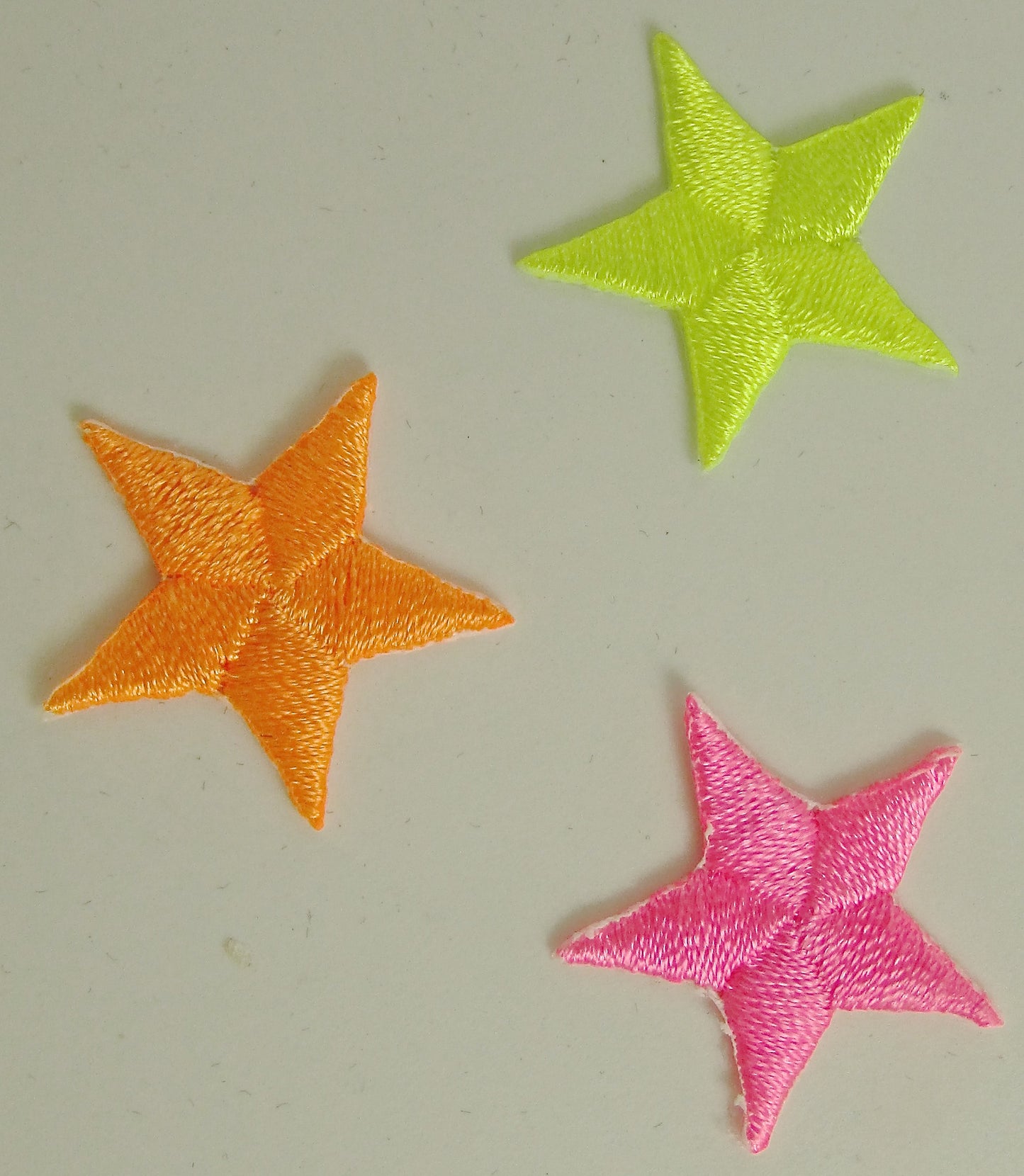 Stars Set of Three Metallic Iron-on Pink Orange Lime 7/8"