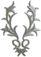 Load image into Gallery viewer, Designer Motif Embroidered Leaf Neckline with Silver or Gold Metallic Iron-On 6&quot; x 4&quot;