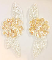 Flower with White Beads and Beige Sequins 2
