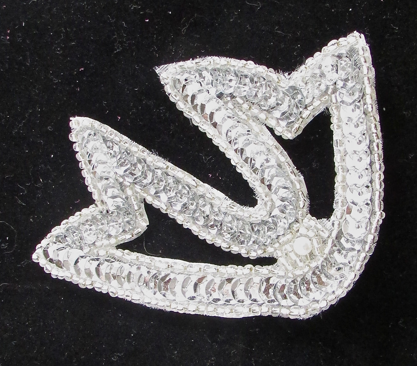 Designer Motif with Silver Sequins and Beads and Pearl 3.5" x 3"