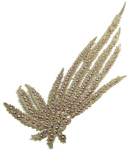 Load image into Gallery viewer, Designer Motif Leaf Applique with Gold Metallic Thread and Many AB Rhinestones 14&quot; x 6&quot;