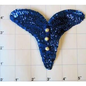Motivo de diseñador azul royal con perlas de 4" x 5"