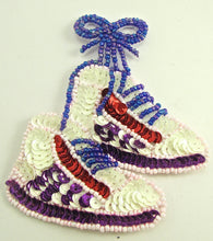 Load image into Gallery viewer, Tennis Shoes with MultiColored Sequins and Beads 4&quot; x 3&quot;