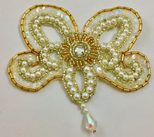 Load image into Gallery viewer, Epaulet with Iridescent Sequins, Pearls, Beads and Acrylic rhinestones 4&quot; x 4&quot;