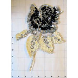 Flower Black and Beige 10.5" x 8"