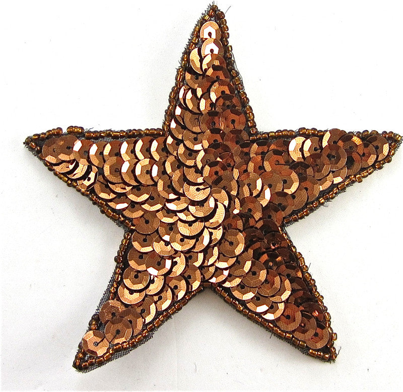 Estrella Bronce Lentejuelas y Cuentas 4"