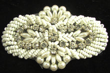 Load image into Gallery viewer, Designer Motif with White Beads and 21 Rhinestones 1.5&quot; x 3&quot;