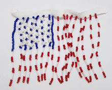 Load image into Gallery viewer, American Flag Fringe Piece with Red White and Blue Beads and Stars 3.5&quot; x 5&quot; - Sequinappliques.com