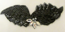 Load image into Gallery viewer, Designer Motif with Gun Metal and Black Beads and Silver Stones 1.5&quot; x 4&quot;