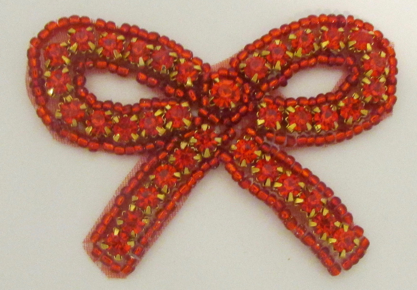 Bow with Red Rhinestones (36) Iron-On 2.5" x 1.7/8'
