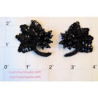 Epaulet Flower Pair Black 1.5