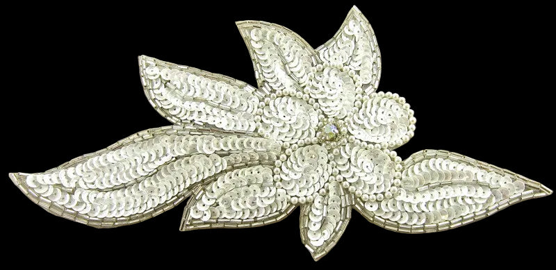 Flower White Sequins AB Rhinestone 9"