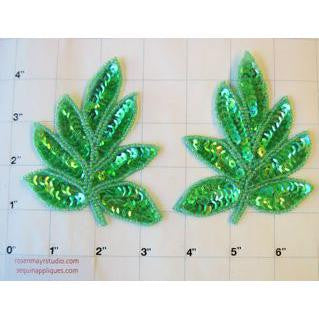 Leaf Pair Neon Lime Green 3" x 4"