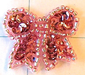 Bow with Pink Sequins and Beads 1"