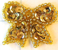 Bow Tiny Gold Sequins and Beads 7/8