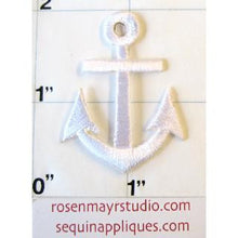 Load image into Gallery viewer, Anchor White Embroidered Iron-On 1.5&quot; x 1&quot; - Sequinappliques.com
