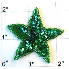 Estrella con Lentejuelas Verde Oscuro 2"