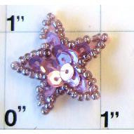 Estrella con lentejuelas malva de 1"