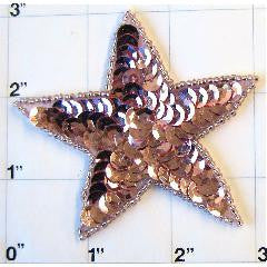 Estrella con Lentejuelas Malva y Cuentas 7,6 cm
