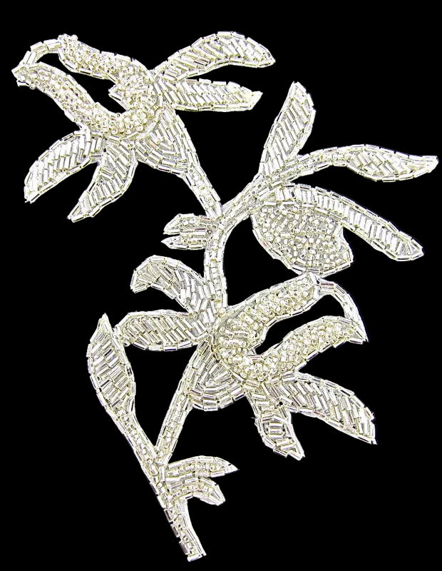 Flower with All Silver Beads 8" x 4.5"
