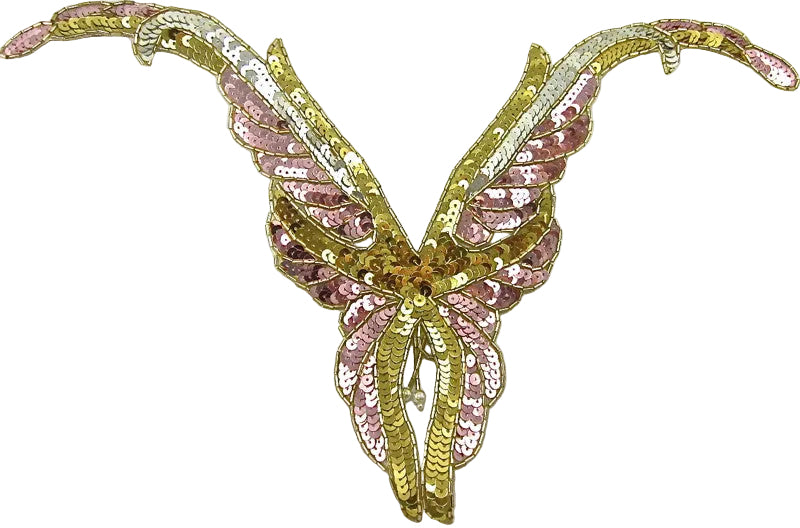 Diseño Motivo Cuello con Lentejuelas Brillantes Oro Plata Rosa 10" x 14"