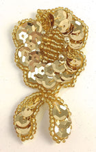 Load image into Gallery viewer, Flower with Gold Sequins and Beads 2.5&quot; x 1.25&quot;