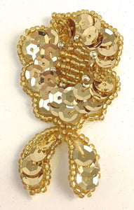 Flower with Gold Sequins and Beads 2.5" x 1.25"