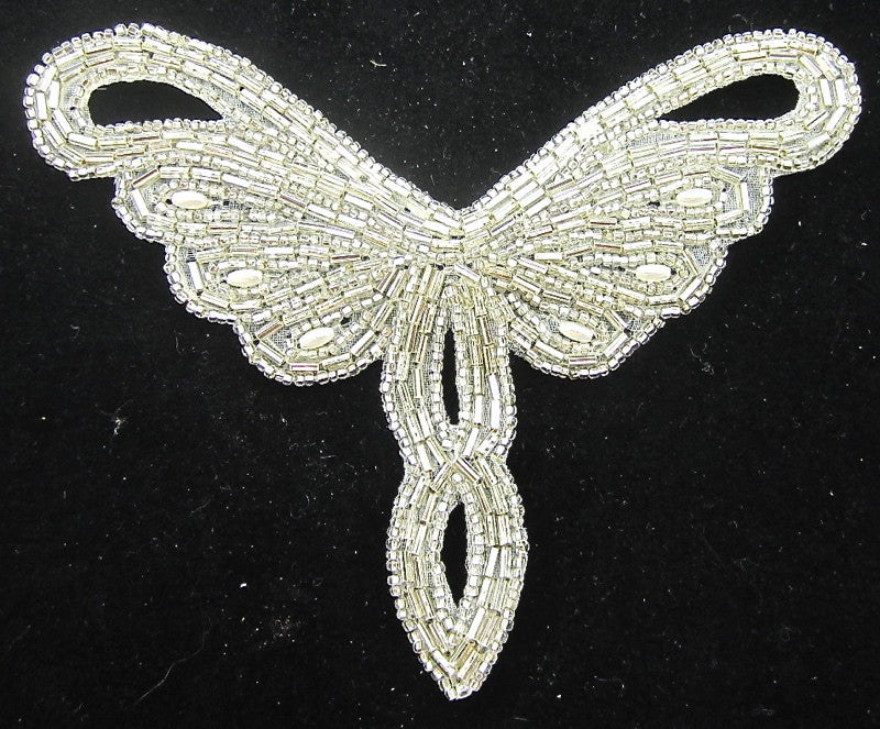 Designer Motif with Silver Beads and Pearls 4.5" x 5.5"