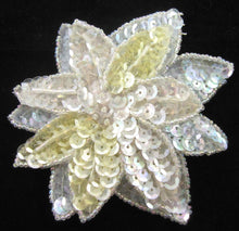 Load image into Gallery viewer, Flower Multi Colored Double Layered Iridescent Sequins and Beads 4&quot;