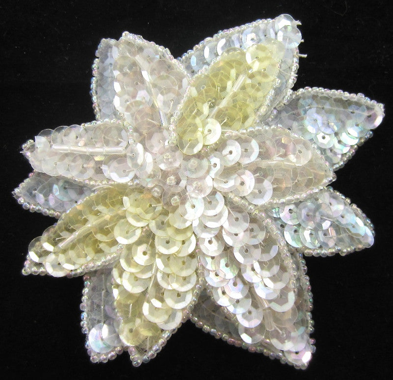 Flower Multi Colored Double Layered Iridescent Sequins and Beads 4