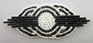 Designer Motif Triple Circle with Black and White Beads 3" X 1.5"