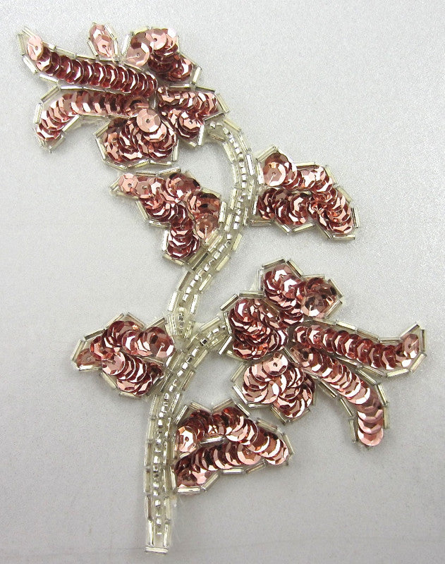 Flor con lentejuelas rosas y abalorios plateados 12,7 cm x 10,16 cm