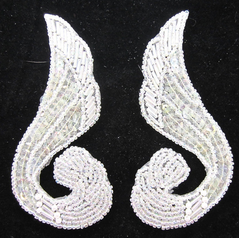 Designer Motif Swirl with iridescent Sequins and Beads 4.5" x 2"