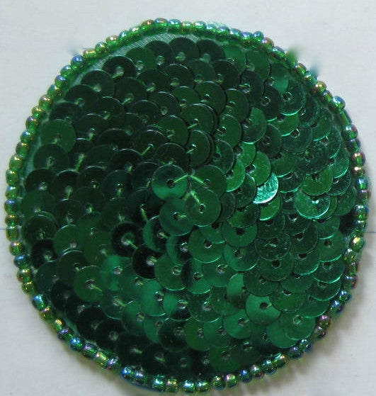 Circles and Dots with Green Sequins and Beads Various Sizes