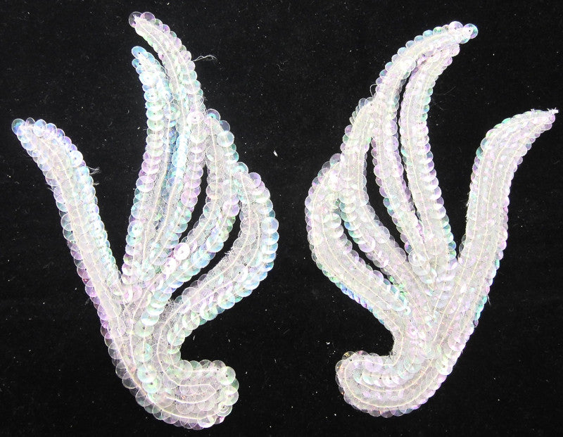 Leaf Pair with Iridescent Sequins 6" x 2.5"