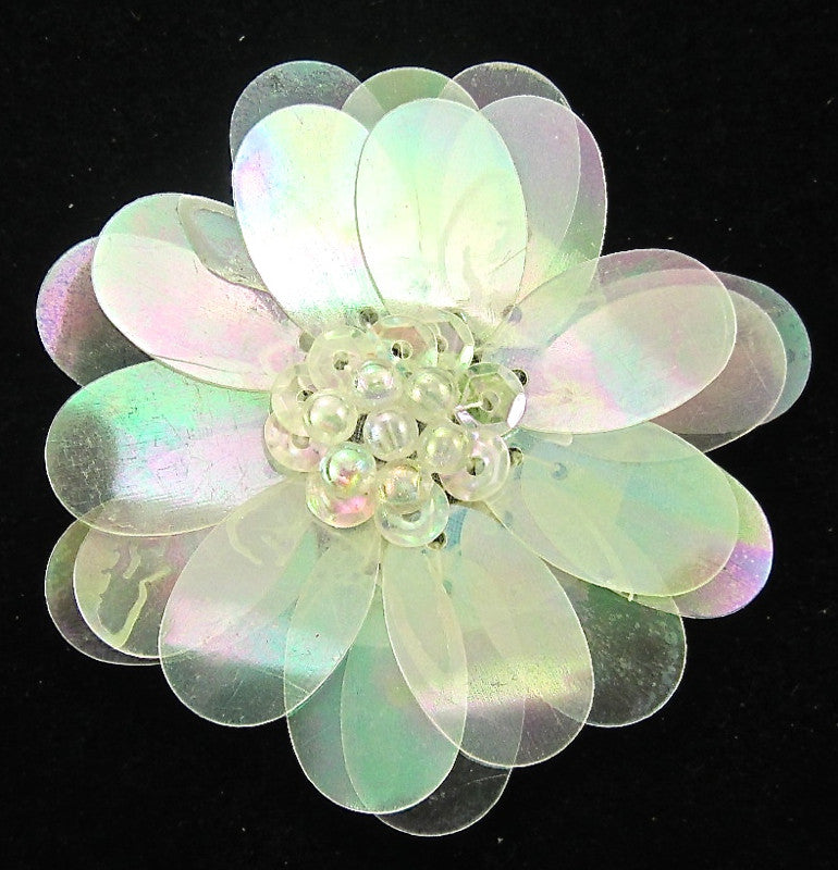 Flower with Multi-layered and Multicolored Sequins and Beads 2.5"