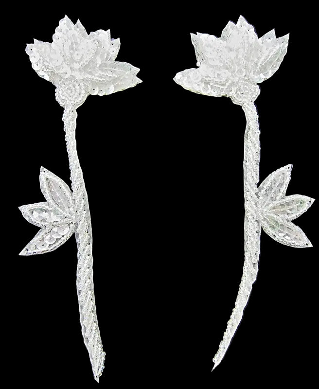 Flor doble con pistilos de doble capa, lentejuelas iridiscentes y cuentas de 14 cm x 5 cm