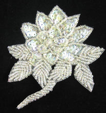 Load image into Gallery viewer, Flower w/ Silver Sequins and Beads 4&quot; x 3.5&quot;