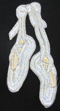 Load image into Gallery viewer, 10 PACK  Ballet Slippers with Iridescent and Cream Beads and Sequins 9&quot; x 4&quot; - Sequinappliques.com