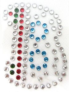 Letter B Hot Fix Iron-On Heat Transfer with Multi-Color Rhinestones 2"