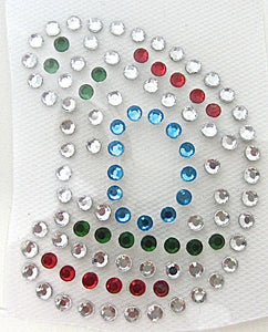 Letter D Hot Fix Iron-On Heat Transfer with Multi-Color Rhinestones 2"