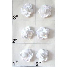 White Sequin Flowers - Set of 6 Size .5" Each