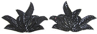 Leaf Pair with Black Sequins and Beads 4.5