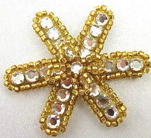 Load image into Gallery viewer, Flower with Gold Beads and High Quality Rhinestones 1.75&quot;