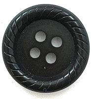 Button in Two Sizes Black with Rope Pattern Edges 1