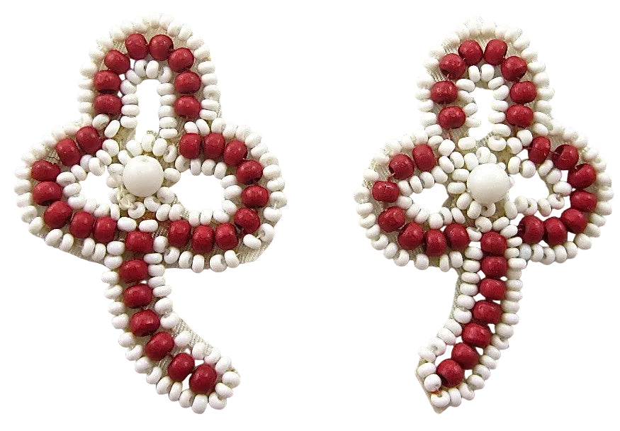 Flower Red and White Beads 2" x 1.5"