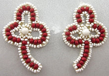 Load image into Gallery viewer, Flower Red and White Beads 2&quot; x 1.5&quot;