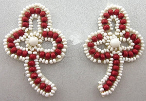 Flower Red and White Beads 2" x 1.5"